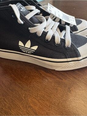 Adidas Original Nizza Black and White Canvas High-Top Sneakers